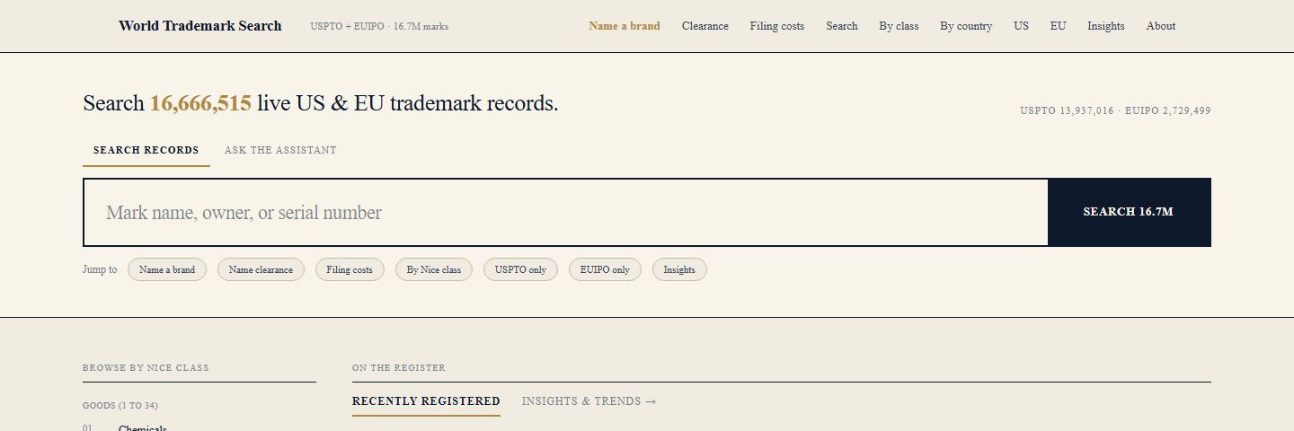 World Trademark Search screenshot